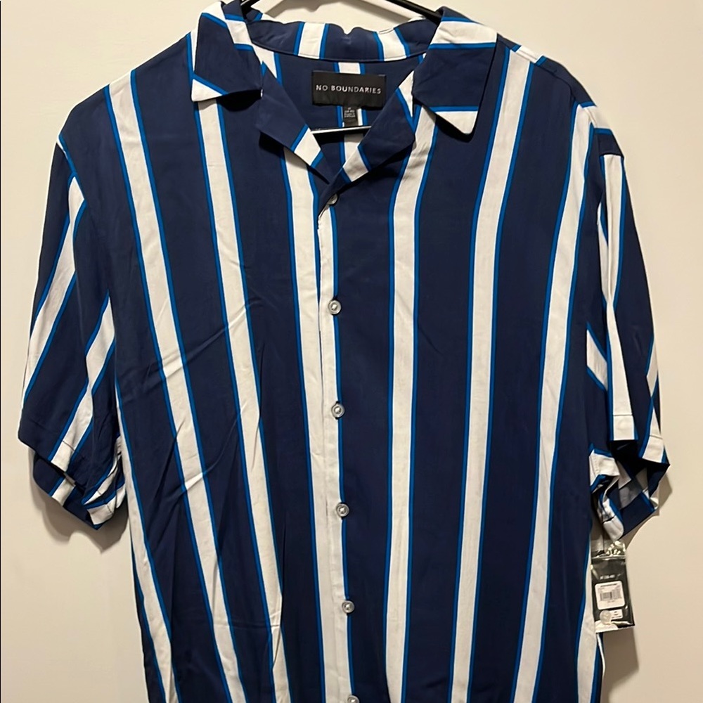 No Boundaries Men's Blue Striped Shirt